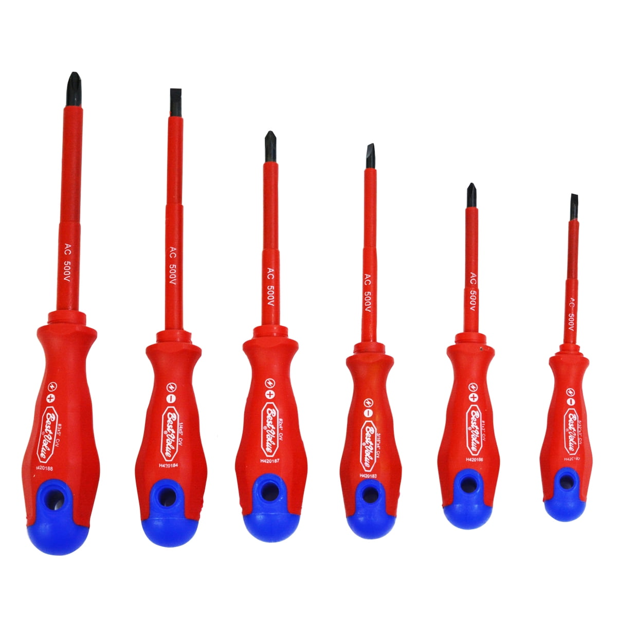 Best Value H420190 Insulated Phillip and Slotted Electrical Work Repair Screwdriver 6-Piece Set