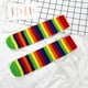 thumbnail image 4 of 2 pares de calcetines de tubo medio con rayas de arcoíris novedosos a la moda para niños Unisex, calcetines coloridos de rayas de payaso para vacaciones, calcetines de algodón para uso diario WD.WDQZL Hogar, 4 of 5