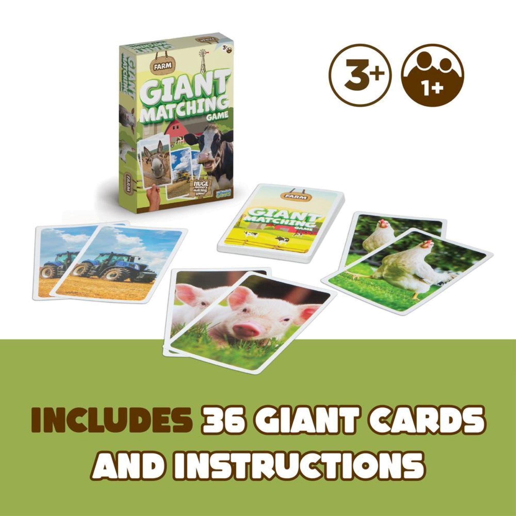 Farm Animals Giant Matching Game, Children Ages 3 and Up by PlayMonster