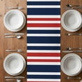 thumbnail image 6 of Navy Blue Red Striped Table Runner - 60 Inch Long, Kitchen Dining Table Runner Dresser Scarves, Modern Minimalist Ombre Lines Farmhouse Decor for Coffee Tables Wedding Party Banquet, 6 of 8