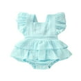 thumbnail image 1 of Newborn Infant Baby Girls Sleeveless Ruffle Romper Bodysuit Outfit Set, 1 of 4