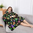 thumbnail image 5 of Oversized Wearable Blanket Hoodie,Red Mushroom Black Pattern Sherpa Blanket Hoodie with Super Pockets,Super Warm Fuzzy Pullover for Women & Men, 5 of 6