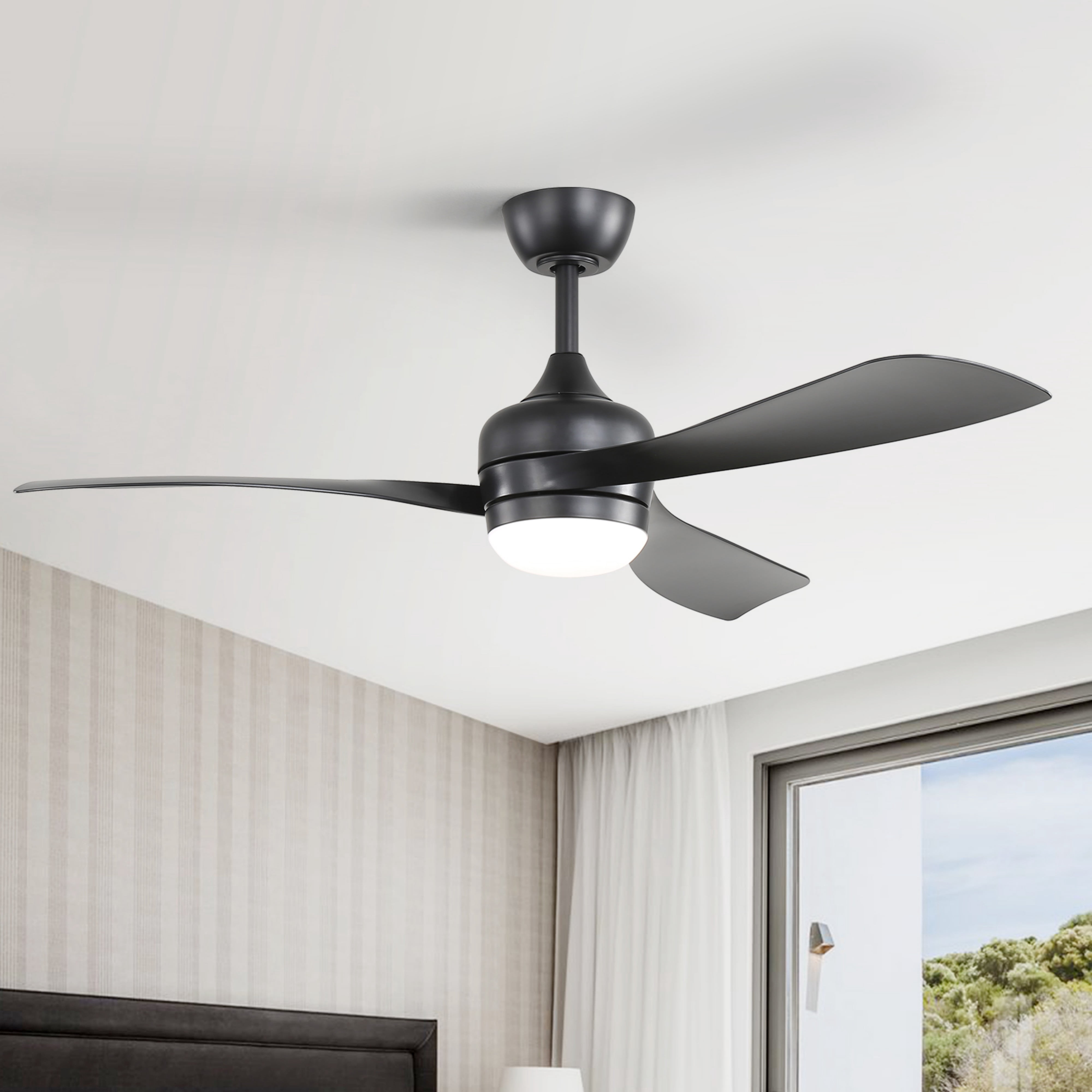Sofucor 52" Ceiling Fan with Lights Remote Control, 3 Poles for Indoor Outdoor Ceiling Fan with Remote, Reversible Noiseless ETL Motor, 3 ABS Blades