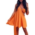 thumbnail image 5 of Liacowi Women Summer Mini Dress Solid Color One Shoulder Wrap Hollow-Out Dress Casual Dress, 5 of 9