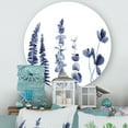thumbnail image 2 of Designart 'Navy Blue Eucalyptus On White I' Traditional Circle Metal Wall Art 23x23 - Disc of 23, 2 of 5