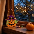 thumbnail image 6 of Felt Witch Hat Jack O Lantern Halloween Treat Carry Bag Gothic Spooky Pumpkin Candy Storage Tote, Seasonal Tabletop Candy Station Decor for Halloween Party Entryway Displays, 6 of 6