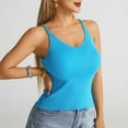 thumbnail image 6 of Miluxas V Neck Tank Top for Women Ribbed Long Tank Fitted Basic Cami Tops Sky Blue S(S), 6 of 7