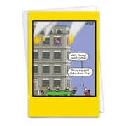 Funny Father's Day Paper Card with 5 x 7 Inch Envelope (1 Card) Dad Golf Clubs Fire C5391FDG