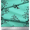 thumbnail image 3 of Soimoi Modal Satin Fabric Leaves & Floral Block Print Sewing Fabric Yard 42 Inch Wide, 3 of 3