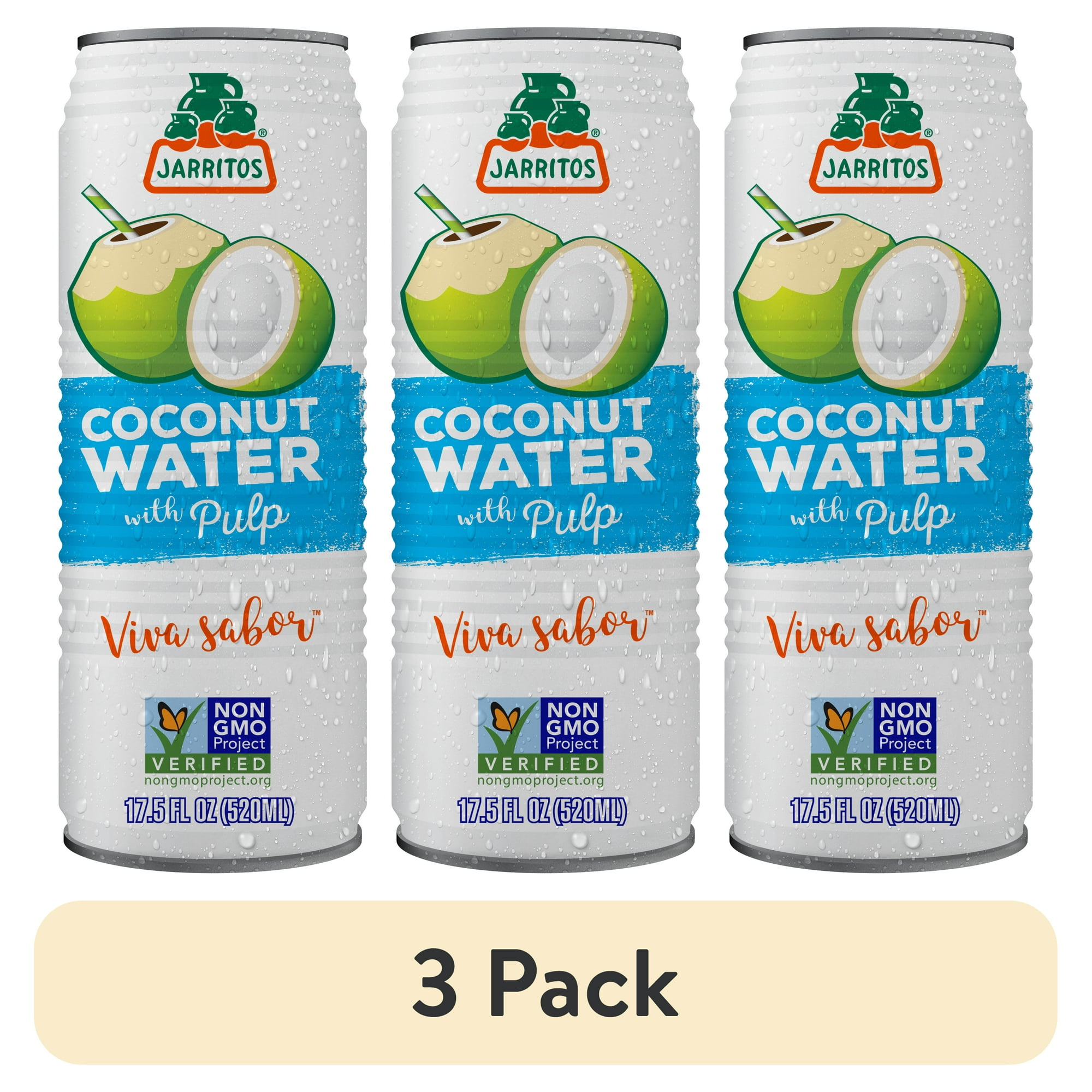 (3 pack) Jarritos Coconut Water With Pulp, 17.5 fl oz (520 ml) Can , 1 Count