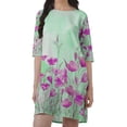thumbnail image 4 of Moomaya Party Dress For Women Scoop Neck Moss Georgette 3/4 Sleeve Tunic Dress, 4 of 4