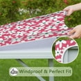 thumbnail image 6 of Red Daisy Flower Green Centers Pattern Square Fitted Tablecloth with Elastic Edge,Square Table Cover,Washable Elastic Table Cover for Home Kitchen Party Decor 34"x34", 6 of 6