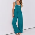 thumbnail image 3 of Women Casual Wide Leg Jumpsuits Summer Loose Fit Sleeveless Jumpsuit With Pockets Olive Linen Pants Tight Romper plus Size Rompers for Women Long Sleeve Wide Leg Jumpsuit Mono Women Romper Pant Suit, 3 of 6