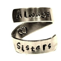Always Sisters Wrap Twist Ring - Best Friends Ring - Adjustable Aluminum Ring...