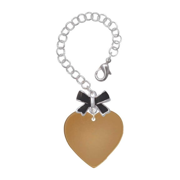Delight Jewelry Acrylic 1" Goldtone Heart - Silvertone Black Bow Charm Accessory for Tumblers and Thermal Cups