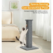 Made4Pets Cat Scratching Post, 32 Inch Carpet Covered Cat Scratcher with Kitten Toy, Tall Scratching Post for Indoor Cats Adults and Kittens, Grey