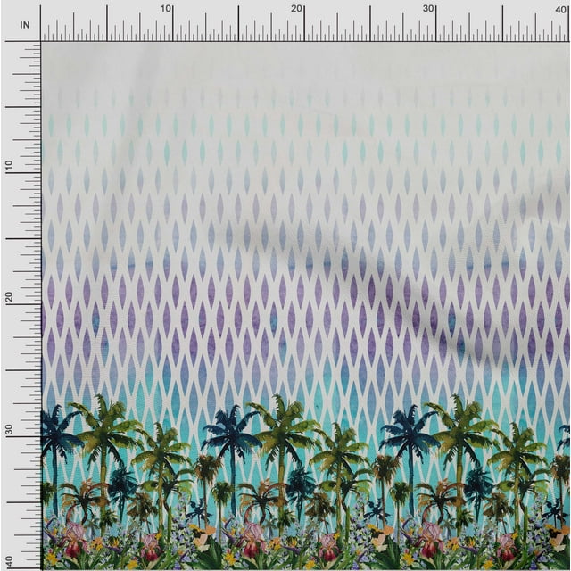 oneOone Cotton Poplin Fabric Geometric|Tree & Floral Panel Decor Fabric Printed BTY 42 Inch Wide