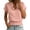 *Pink, variant on ClodeEU Women's V Neck Short Sleeve T-Shirt with Ruff Trim , Casual Solid Color Top with Elastic Smocked Waist Light Blue,Women's Plus L
