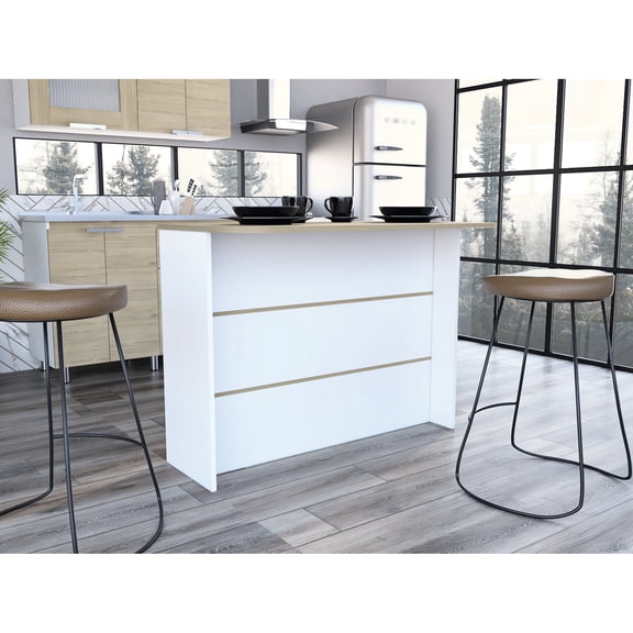 White + Light Oak Color - Dining Table Alternative - Small Kitchen - Durable Particle Board Design