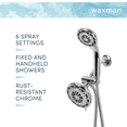 thumbnail image 3 of Waxman Consumer Group 8336521 Chrome Serene Premium Dual 3/6-Spray Fixed & Handheld Shower Heads, 3 of 8