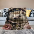 thumbnail image 2 of ONETECH Hedgehog Clock with Flowers Flannel Blanket Hedgehog with Flowers Watercolor Style Plush and Warm Blanket for Winter Bedding Couch and Gift Throw Blanket Fun Gifts, 2 of 6