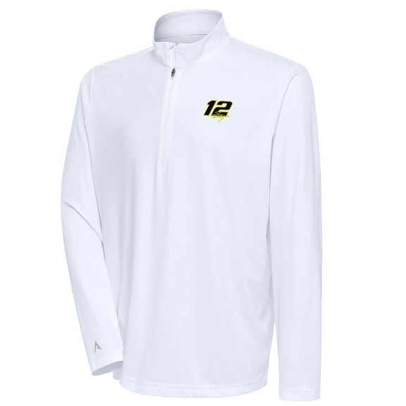 Men's Antigua White Ryan Blaney Tribute Quarter-Zip Pullover Top
