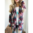 thumbnail image 1 of ITFABS Manteaux Cardigan en Coton à Carreaux pour Femmes, Manches Longues, Chemises Ouvertes, 1 of 3