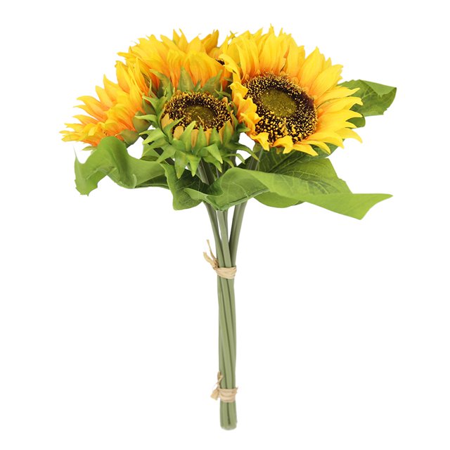 1 ramo de arreglos de girasoles artificiales, ramo artificial de girasoles falsos de seda de verano grande, decoración para el hogar y la boda