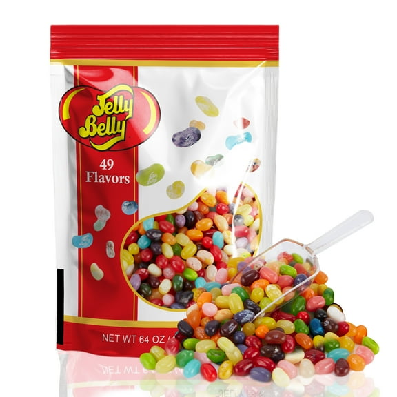 Jelly Bellies Jelly Beans Assorted, 49 Flavors, 4 Pounds Bulk Bag, jellybeans candy Kosher Certified, with Mini Scooply Scoop