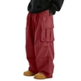 thumbnail image 2 of LIaqionyy Men's Baggy Cargo Pants Elastic Waist Drawstring Casual Loose Joggers Hiking Outdoor Trousers with Pockets, 2 of 5