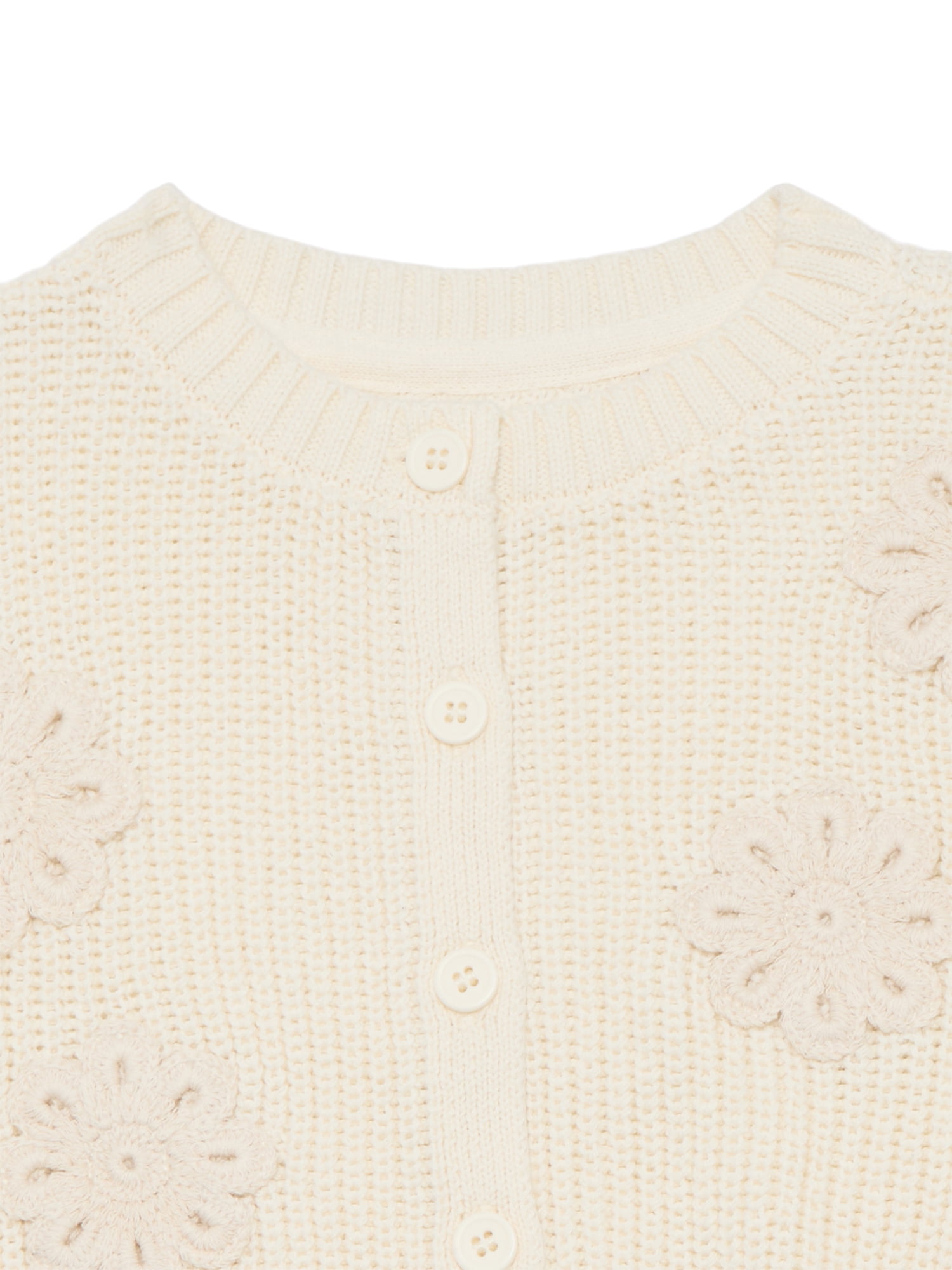 Wonder Nation Toddler Girls Crewneck Cardigan with Long Sleeves, Sizes 12M-3T