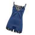 thumbnail image 4 of Conjunto de para mujer, top de tirantes finos de y pantalones cortos con ribete de encaje SG Salvador Trajes de pijama de satén para mujer, 4 of 8