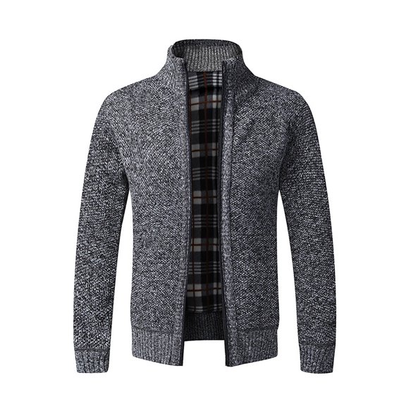 Hfyihgf Men's Shawl Collar Cardigans Sweaters Winter Casual Slim Fit Full Zip Long Sleeve Solid Color Knit Sweater Coats with Pockets(Dark Gray,L)
