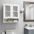 thumbnail image 2 of Allora Double Doors Mid-Century Wood Wall Bath Cabinet in White, 2 of 11