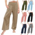 thumbnail image 5 of FFENYAN Girls High Waist Wide Leg Cotton Linen Pants with Pockets - Girls Loose Wide Leg Long Trousers - Perfect for School Playdates and Everyday Casual Wear for 4-13 Years, 5 of 5