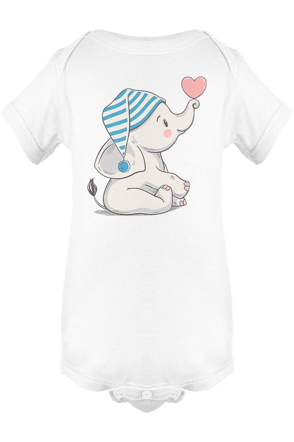 Baby Elephant In A Sleeping Cap Bodysuit Infant -Image by Shutterstock,  6 Months