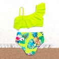 thumbnail image 6 of Yindaity Girls Swimsuit 2 Piece Girls Swimsuit Bikini Set 2 Piece Bathing Suits Color Block Criss Cross Swimwear(Light Green,8-9 Years), 6 of 7