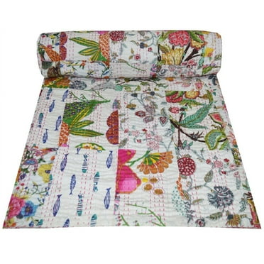 Vintage Kantha Quilt Handmade Blanket Quilt Bedspread Throw Cotton Kantha Queen Size Bedding Bed Cover assorted Patchwork Print