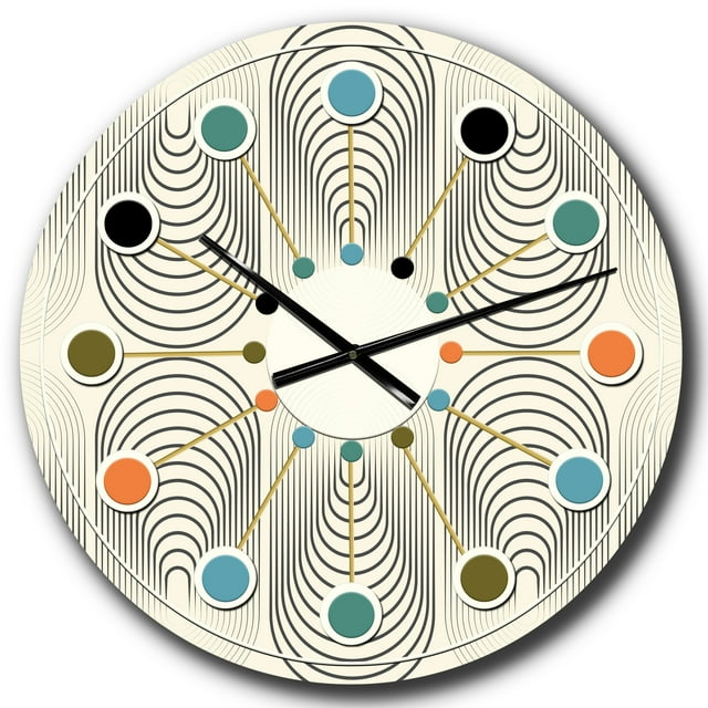 Designart'monochrome Motif Géométrique X Milieu du Siècle Moderne Horloge Murale
