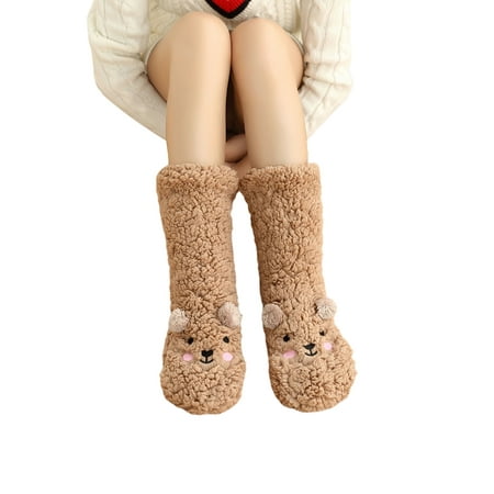

Kiapeise Womens Fuzzy Socks Thick Slipper Socks Winter Warm Fluffy Soft Non Skid Socks