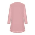 thumbnail image 4 of UTSJKR Womens Dressy Tops Crewneck 3/4 Sleeve Tunic Tops Pleated Front Double Layers Elastic Mesh Casual Flowy Work Shirts Pink XXL, 4 of 6