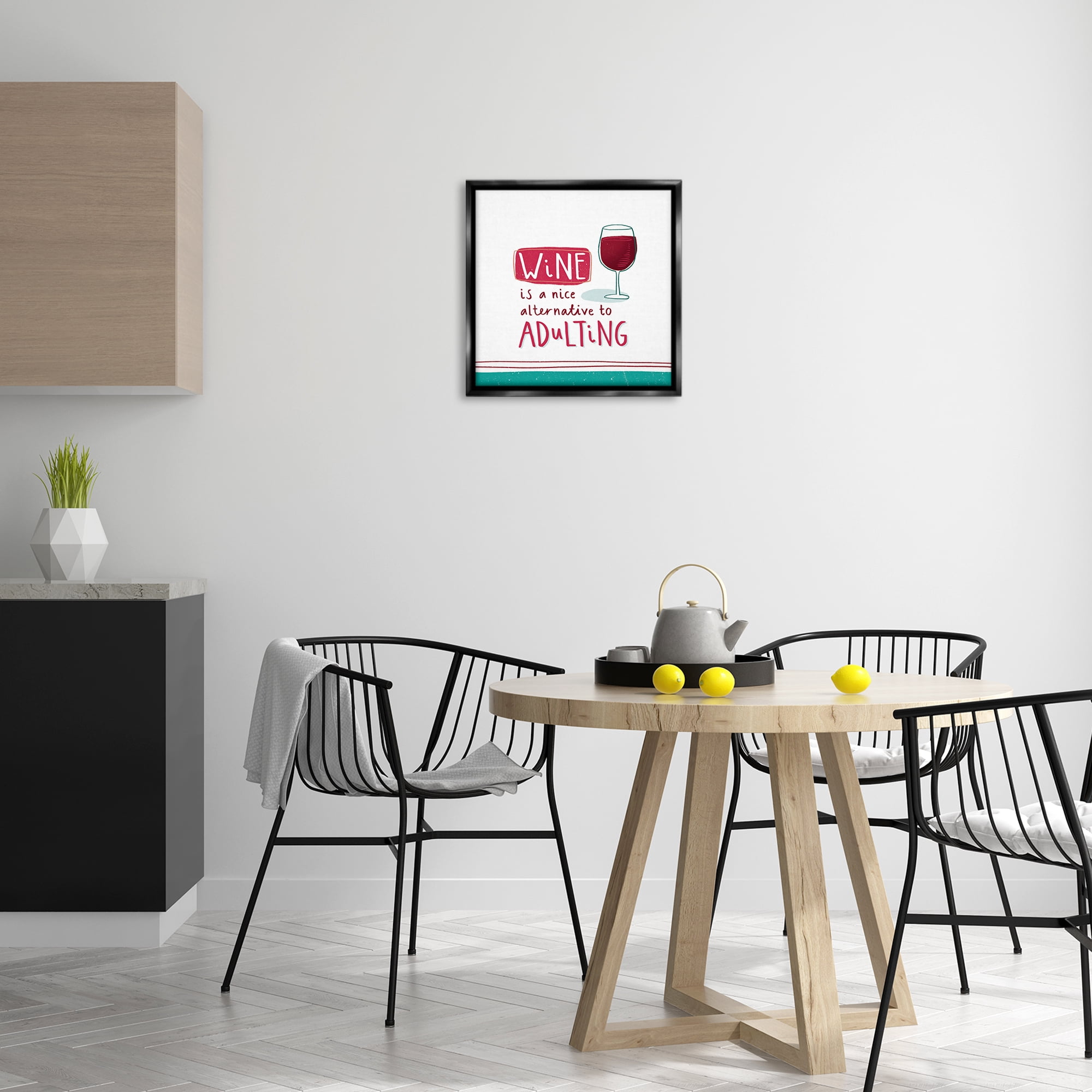 Stupell Industries Funny Wine Phrase Food & Beverage Painting Black Floater Framed Canvas Art Print Wall Art, 18 x 18