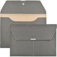 thumbnail image 7 of LIOUCBD File Folder Document Holder Organizer Waterproof Portfolio Leather Folder Case with 3 Pockets, Filing Envelopes for A4 Letter Size Paper with Snap Magnetic Button Closure (Gray), 7 of 7