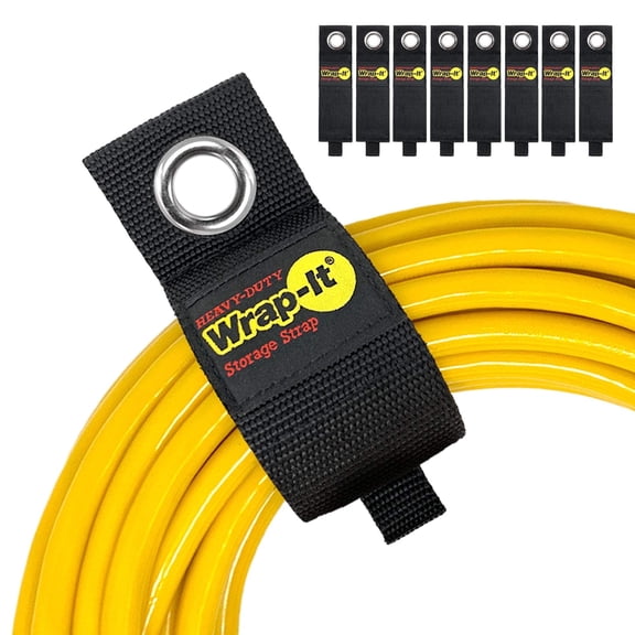 Heavy-Duty Wrap-It Storage Straps, 13-inch (8 Pack) - Hook and Loop Extension Cord Organizer, Cord Wrap, Cable Straps for Garage Organization