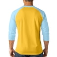 thumbnail image 4 of Gaukiv Men's Three Quarter Sleeve Shirts Contrast Henley Raglan Tees Color Block Baseball Shirts Yellow XL, 4 of 5