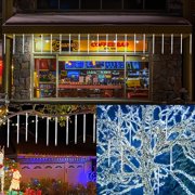 Christmas Lights Outdoor, Meteor Shower Falling Rain Lights 10cm 10 Tube 200 LED Icicle Cascading Lights for Xmas Tree Wedding Party Decoration, White