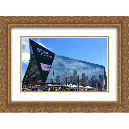 U.S. Bank Stadium 2x Matted 24x20 Gold Ornate Framed Art Print from the Stadium Series
