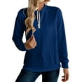 thumbnail image 5 of LEBONYARD Women's Trendy Half Zipper Crew Neck Small Dough Twists Solid Colored Tops Casual Loose Warm Fit Long Sleeve Round Neck Winter Sweaters, 5 of 9