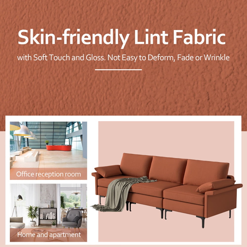 Finihen Sectional Sofa Couch, 3-Seat Sofa, Large 3-Seat Sofa Sectional with Metal Legs for 3-4 people, for Living Room, Bedroom, Rust Red Finihen Sectional Sofa Couch, 3-Seat Sofa, Large 3-Seat Sofa Sectional with Metal Legs for 3-4 people, for Living Room, Bedroom, Rust Red