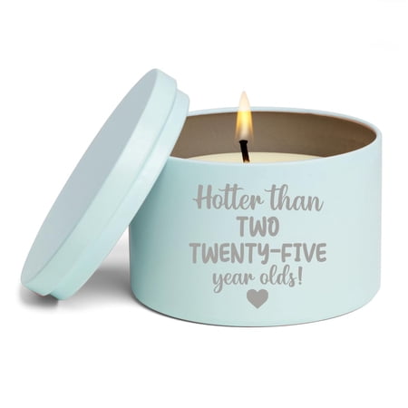 Scented Candle Gift 8oz with Lid Hotter Than Two 50th Birthday Fifty Birthday for Her (Lavender – Blue)